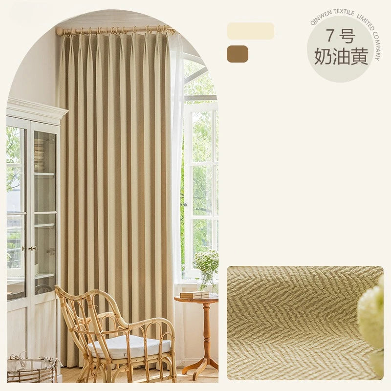 Rideau occultant chenille chevron épais pour salon et chambre