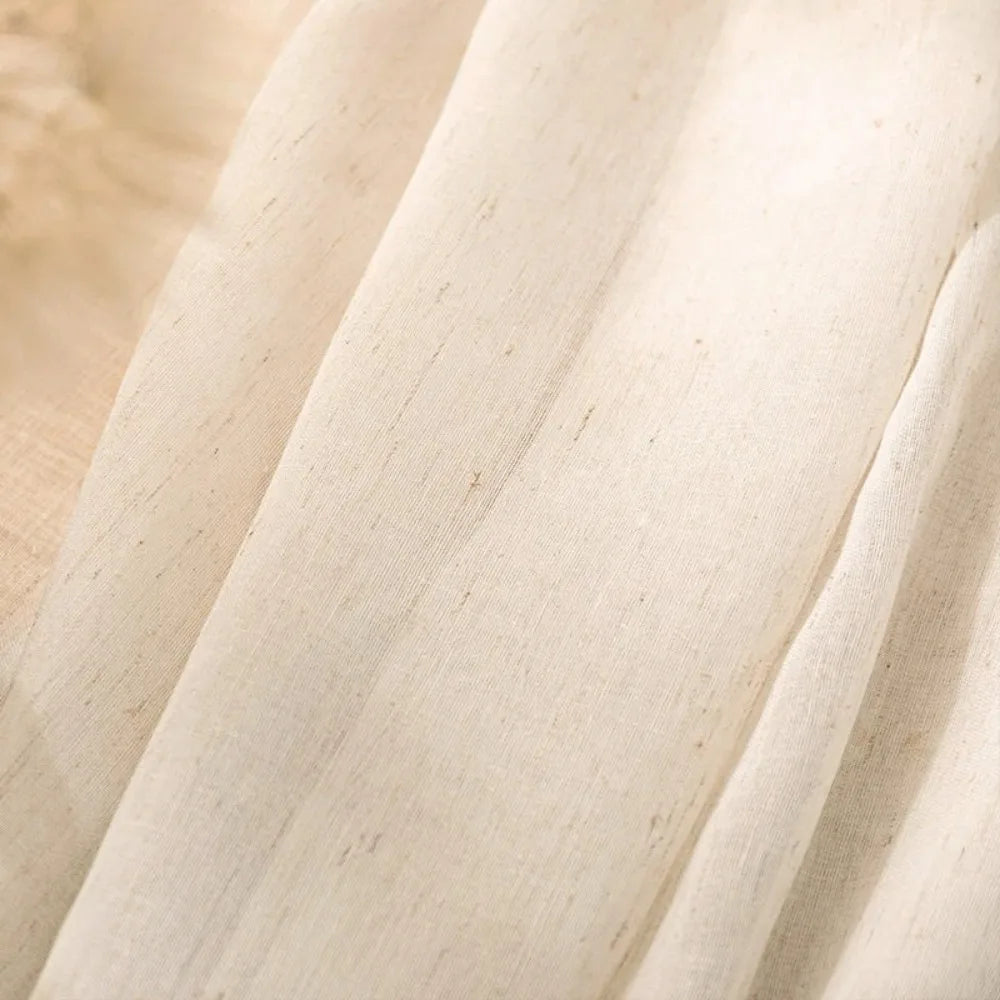 Rideau voilage beige effet lin tamisant, largeur 100 à 139 cm