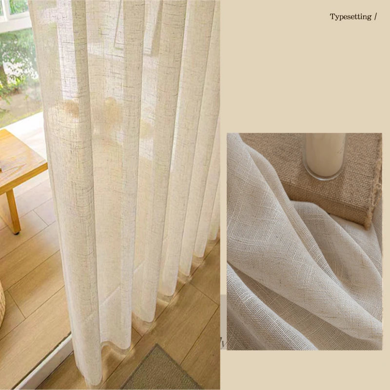 Rideau voilage tulle polyester translucide élégant pour fenêtre et sal, tulle beige