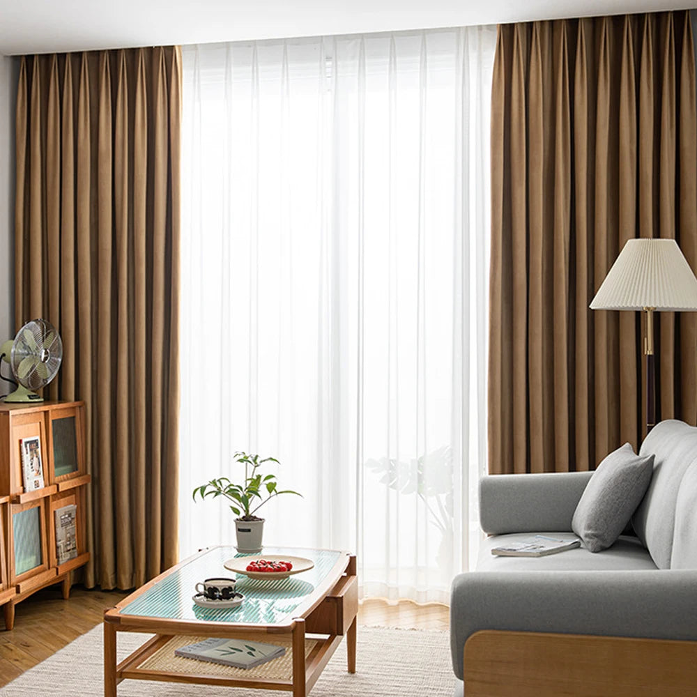 Rideau occultant velours thermique et anti-bruit pour chambre et salon