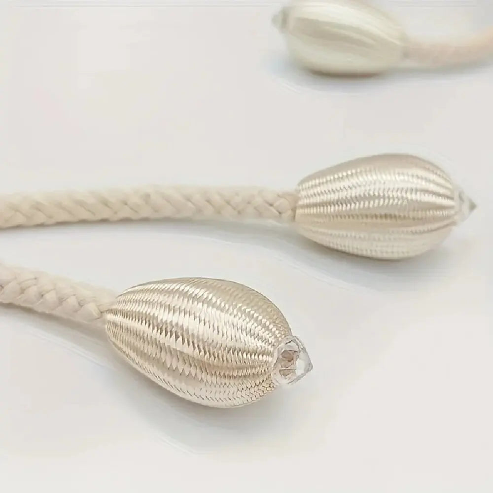 Embrasse de rideau tressée avec boucle fleur et perles (2 pièces)