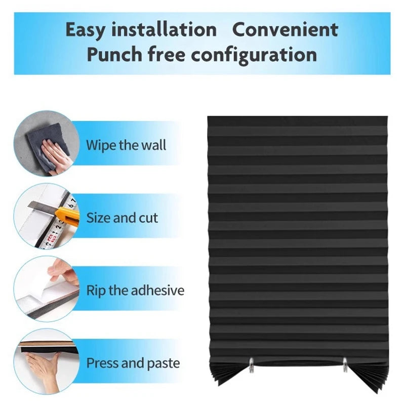Store plissé auto-adhésif | Rideau occultant | Facile à installer | Filtrage de lumière ajustable