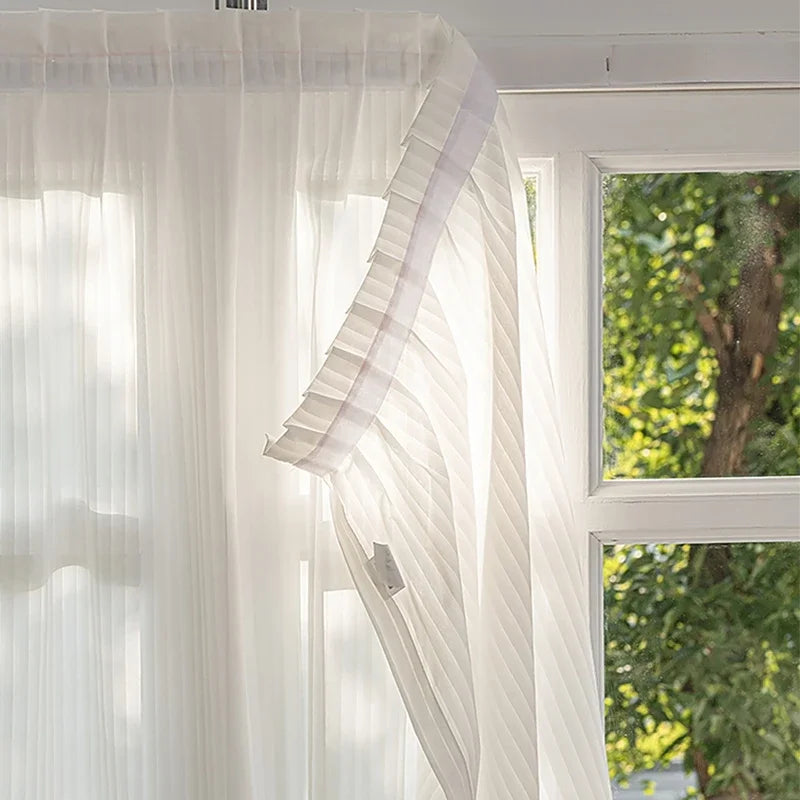 Rideau voilage blanc sans perçage adhésif tamisant en polyester pour f, largeur moins de 100 cm