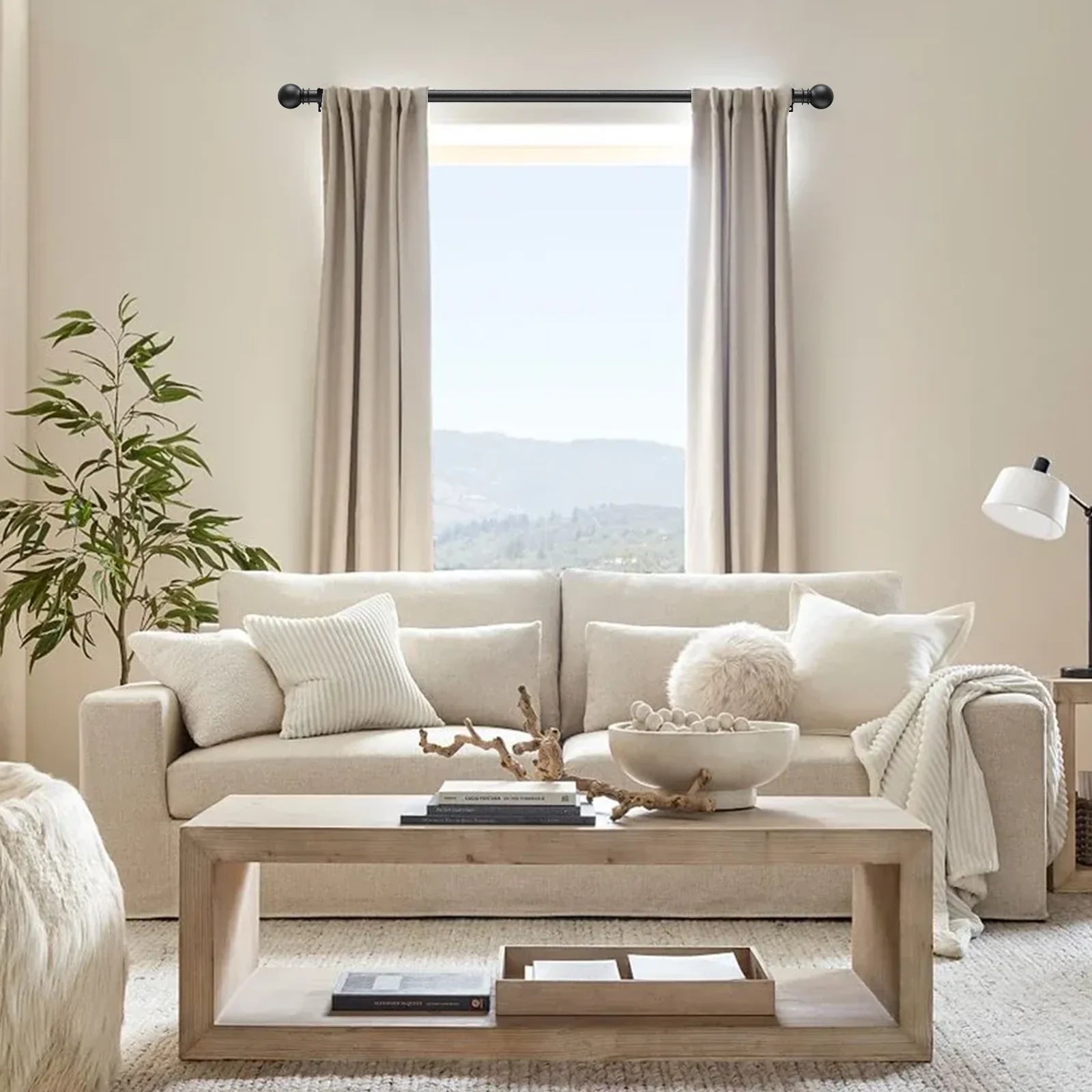Tringle rideau extensible décorative en métal noir ou blanc pour fenêtre