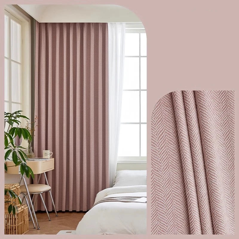 Rideau occultant chenille chevron épais pour salon et chambre