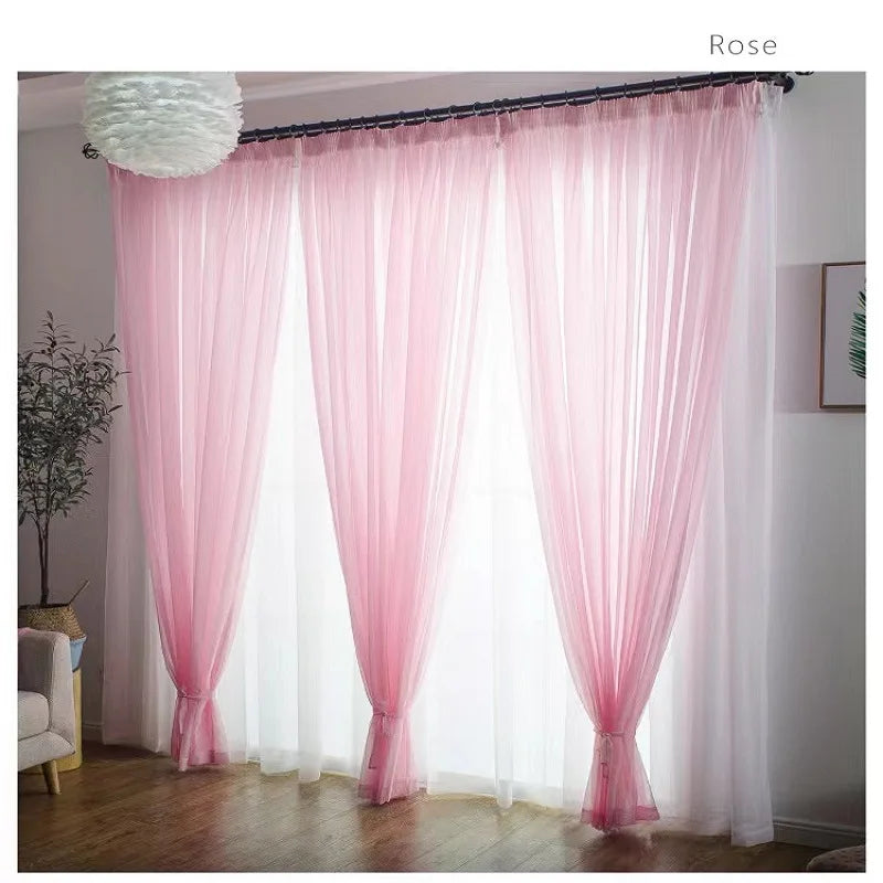 Rideau voilage tulle coloré polyester translucide, largeur 140 à 199 cm