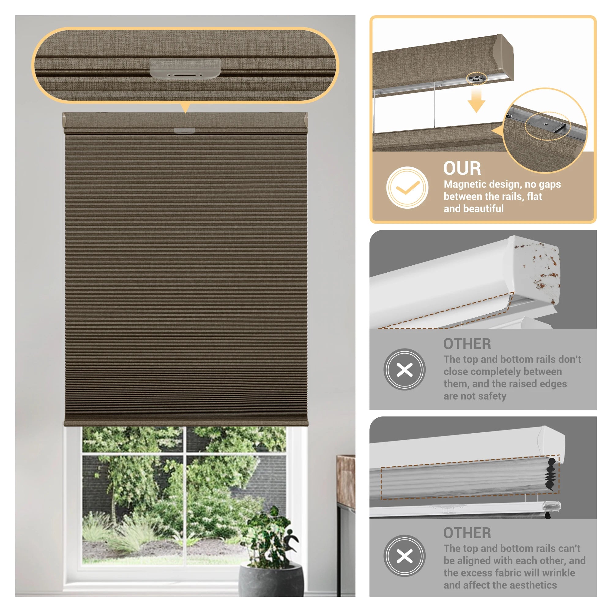 Store cellulaire occultant thermique en lin sur mesure sans fil isolation phonique