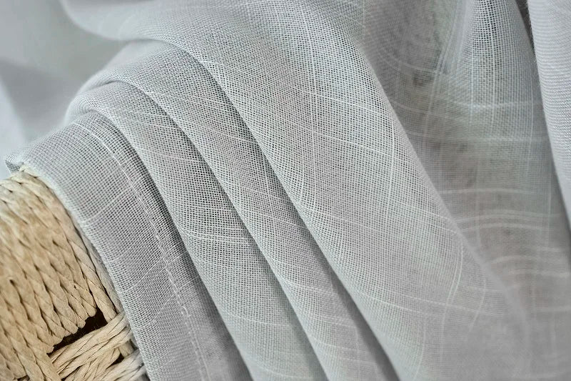 Rideau voilage gris clair effet lin style japonais pour salon et chambre