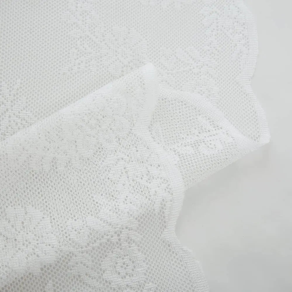 Rideau voilage dentelle blanche florale tamisant élégant pour salon et chambre