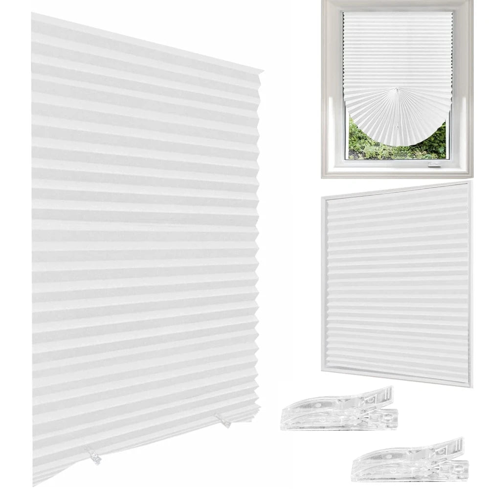 Store plissé adhésif sans perçage en tissu non tissé occultant pour fenêtre