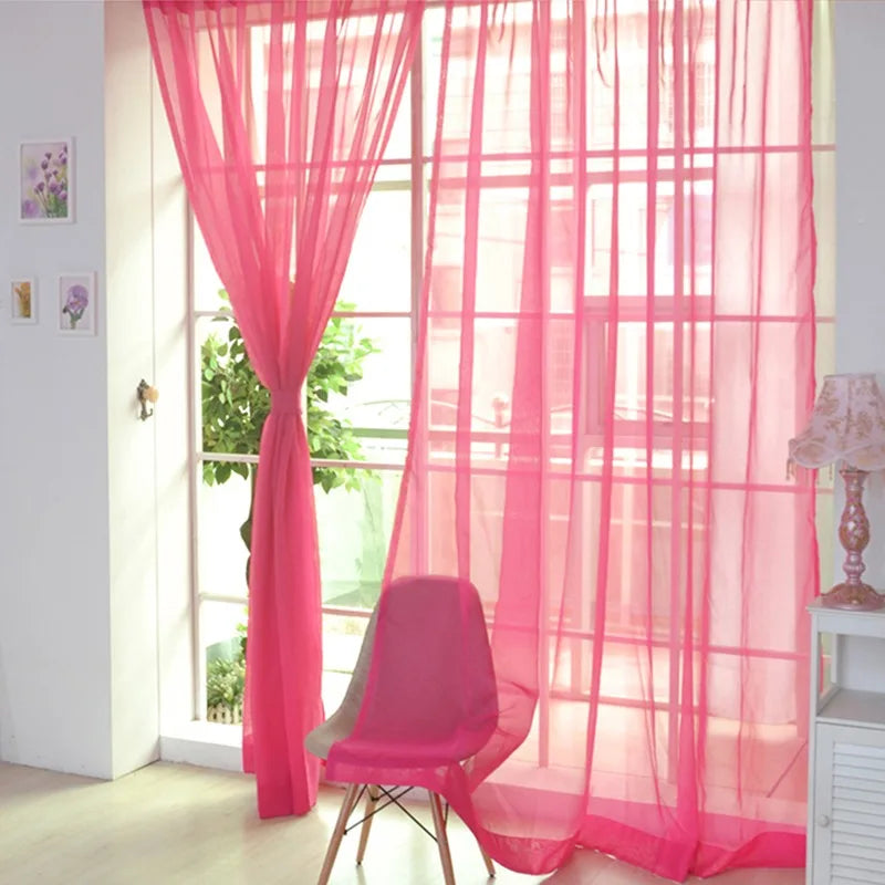 Voilage coloré en polyester léger tamisant, rouge vif