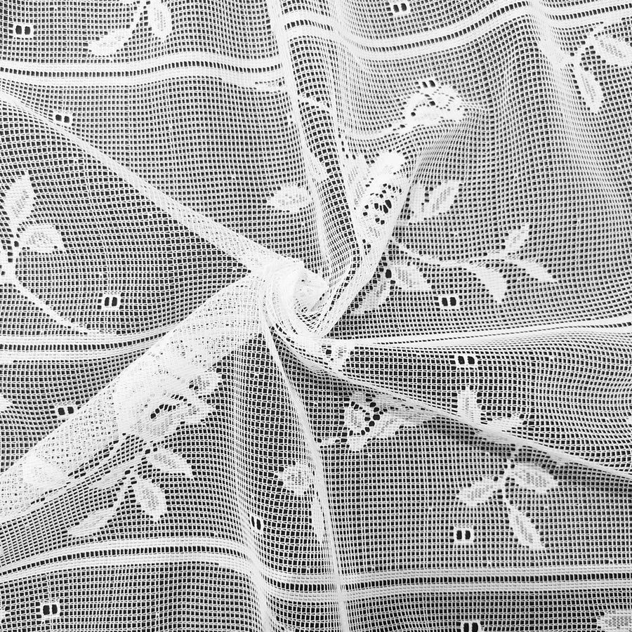 Rideau court pastoral blanc 100 % polyester