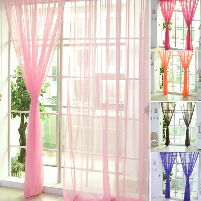 Voilage coloré en polyester léger tamisant, rose