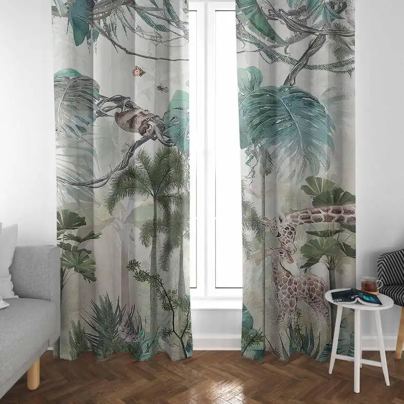 Rideaux jungle safari animaux, hauteur 160 à 199 cm