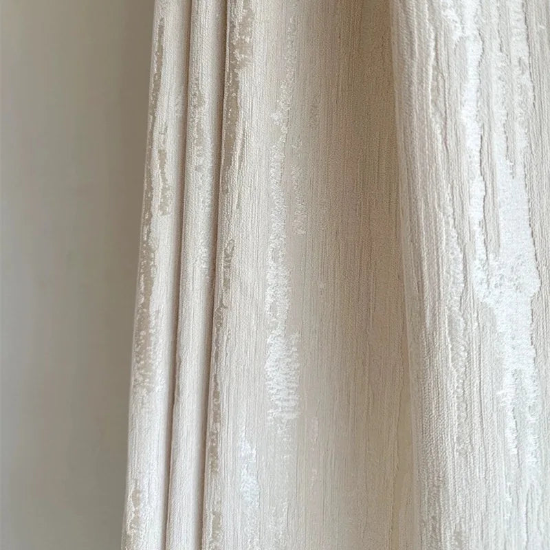 Rideau tamisant beige jacquard à motifs géométriques, largeur 100 à 139 cm