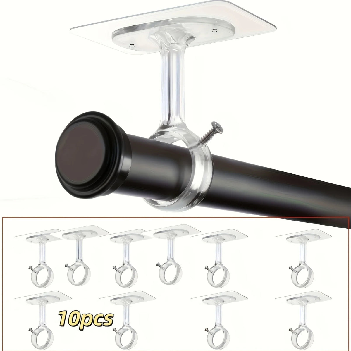 Support de tringle à rideaux non perforant, autocollant et ajustable p