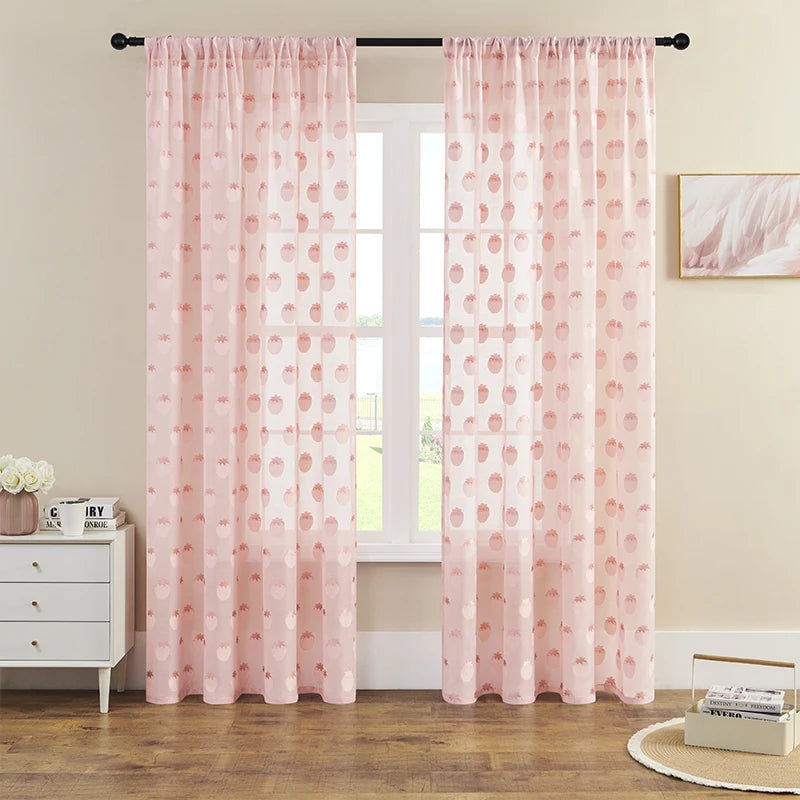 Rideau Transparent à Poire pour Fenêtre, rose