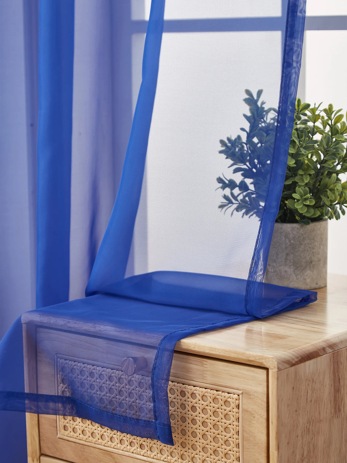Rideau voilage bleu imperméable à œillets, largeur 100 à 139 cm