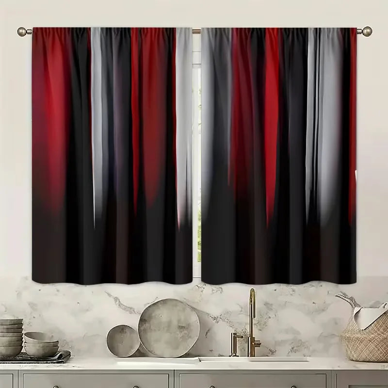 Rideaux dégradé rouge noir gris tamisants en polyester (2 panneaux)