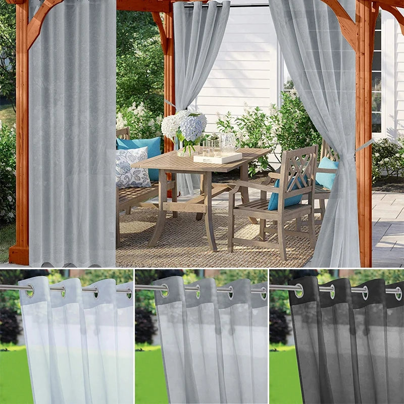 Rideau extérieur imperméable en tulle blanc – Protection UV et vie privée pour jardin et terrasse