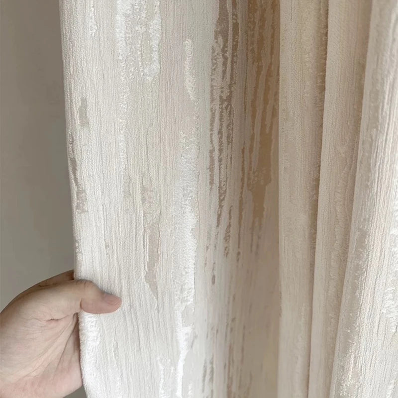 Rideau tamisant beige jacquard à motifs géométriques pour salon et chambre