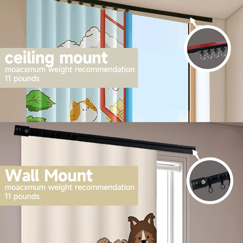 Kit de tringle à rideaux auto-adhésive sans perçage – Installation murale ou plafond (jusqu’à 500 cm)