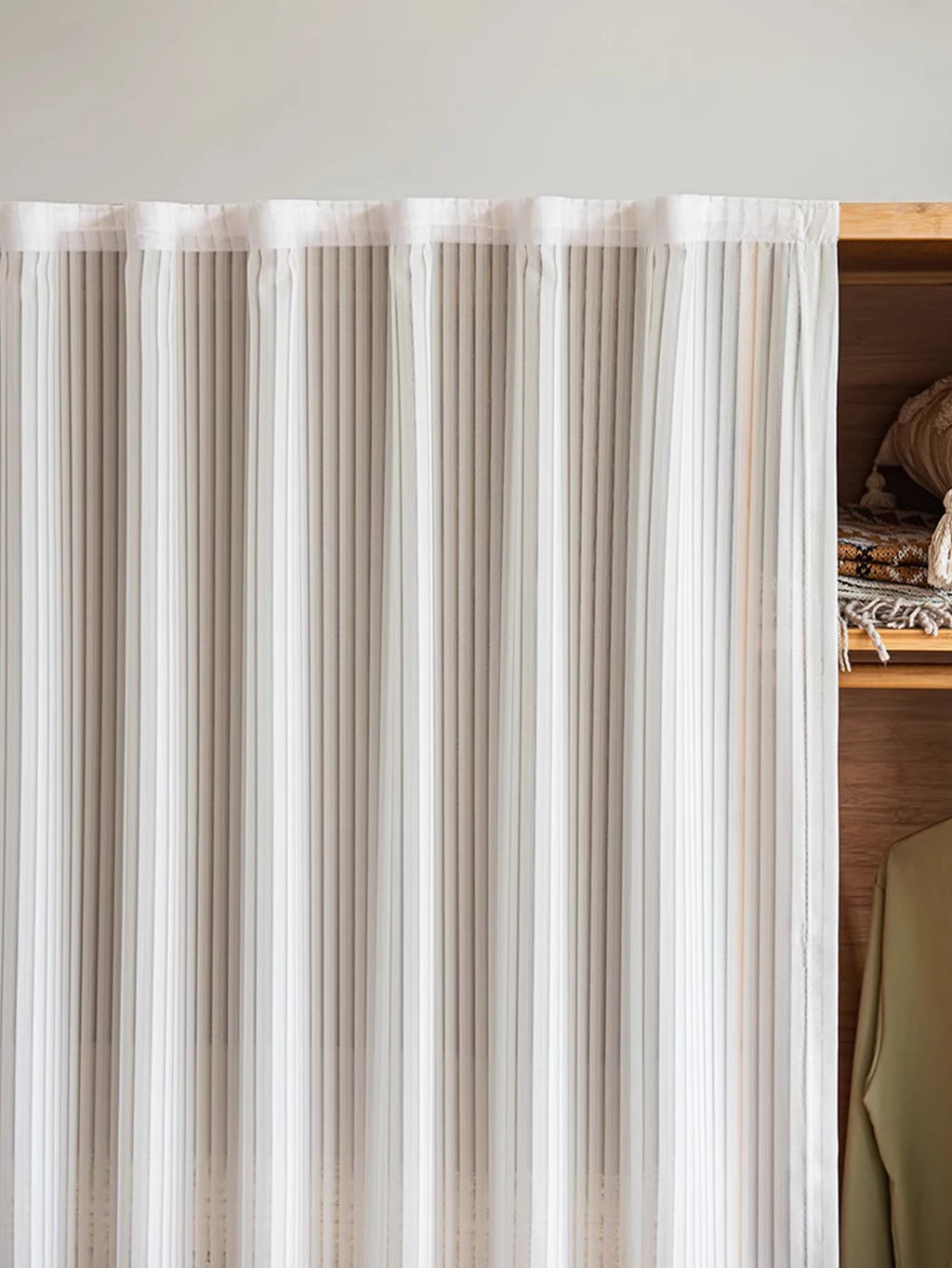 Rideau tamisant adhésif pour placard et dressing en polyester blanc, hauteur 200 à 239 cm