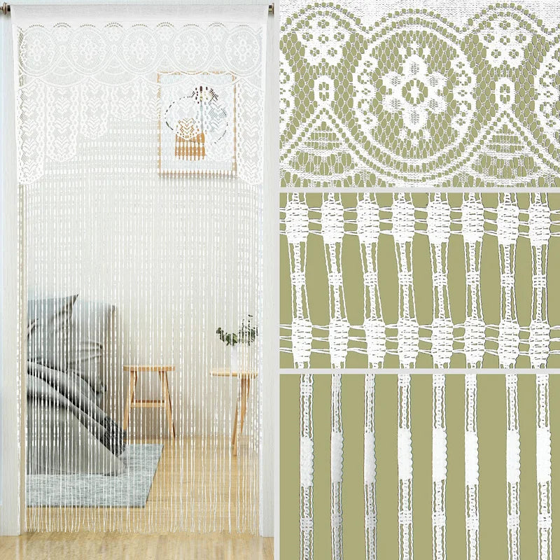 Rideau porte macramé ajouré 100x200 cm style bohème (1 panneau)