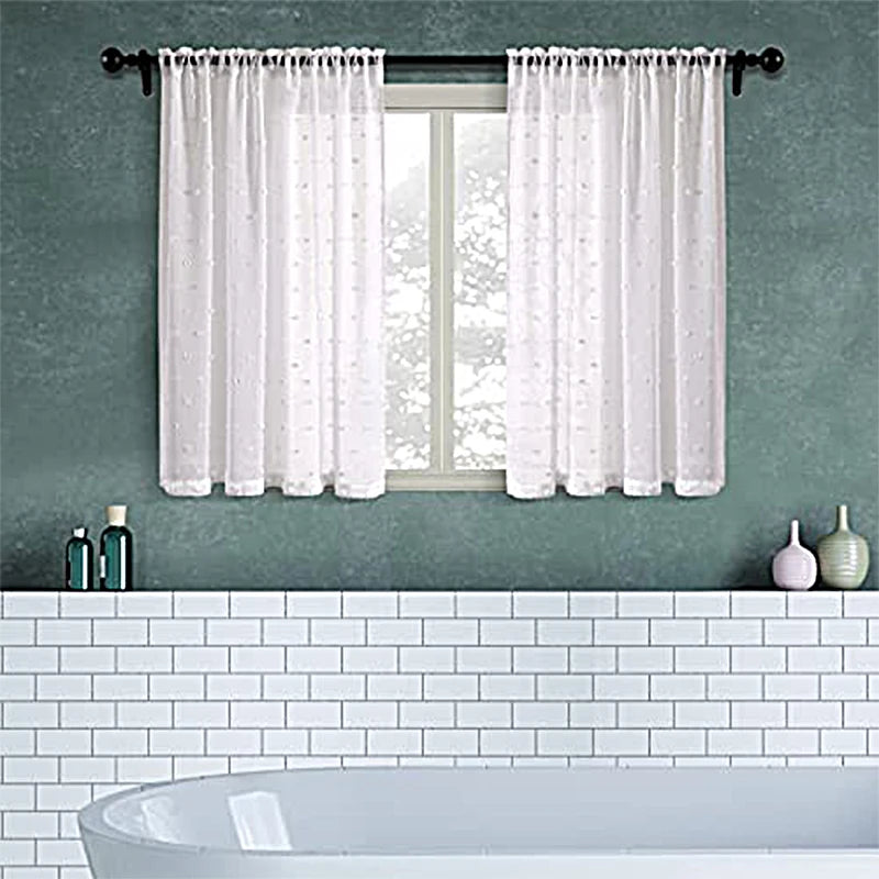 Rideau de Tulle Blanc pour Fenêtre – Voilage Moderne pour Salon et Chambre