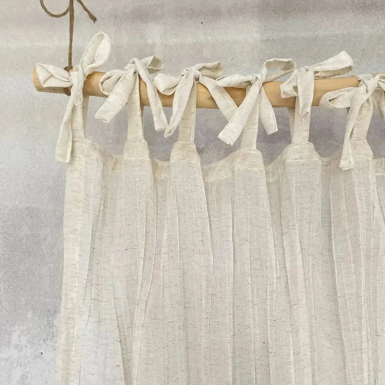 Rideau en lin froissé beige style japonais pour balcon et chambre
