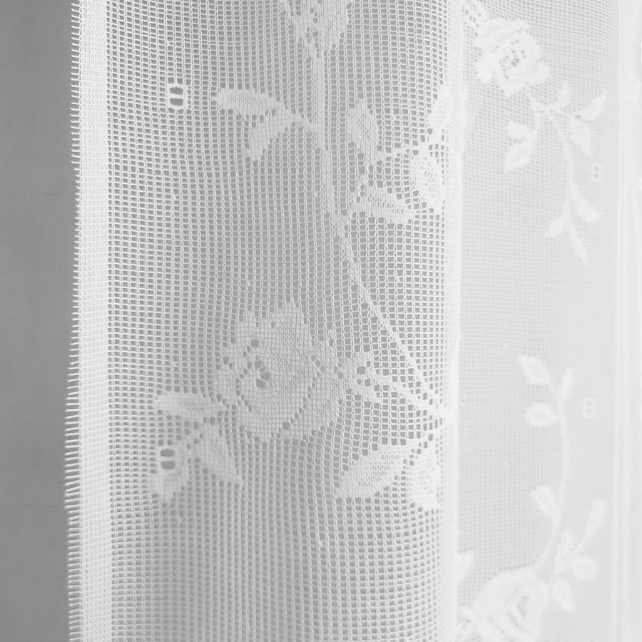 Rideau court pastoral blanc 100 % polyester