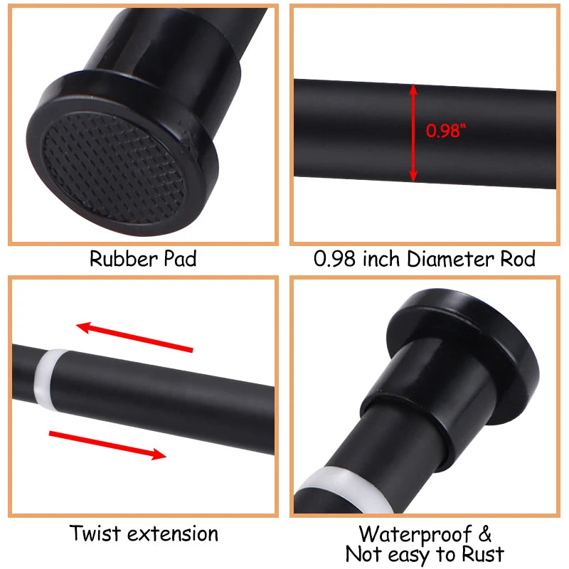 Tringle télescopique sans perçage en acier inoxydable extensible pour rideau et douche