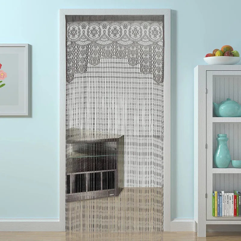 Rideau porte macramé ajouré 100x200 cm style bohème (1 panneau), gris