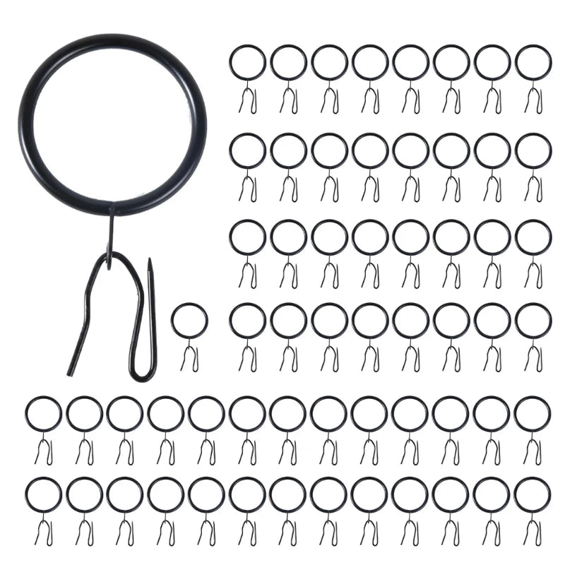 Lot de 60 anneaux métalliques pour rideaux avec crochets à épingle