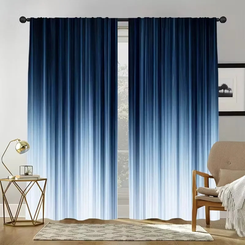 Rideaux bleu dégradé tamisants modernes (2 panneaux), largeur moins de 100 cm