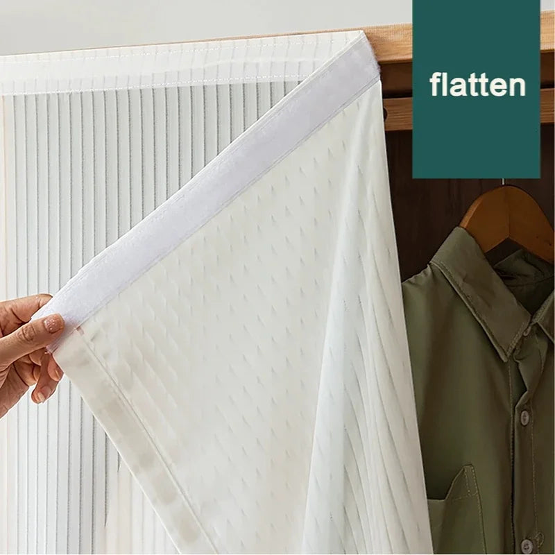 Rideau voilage blanc sans perçage adhésif tamisant en polyester pour fenêtre (1 pièce)