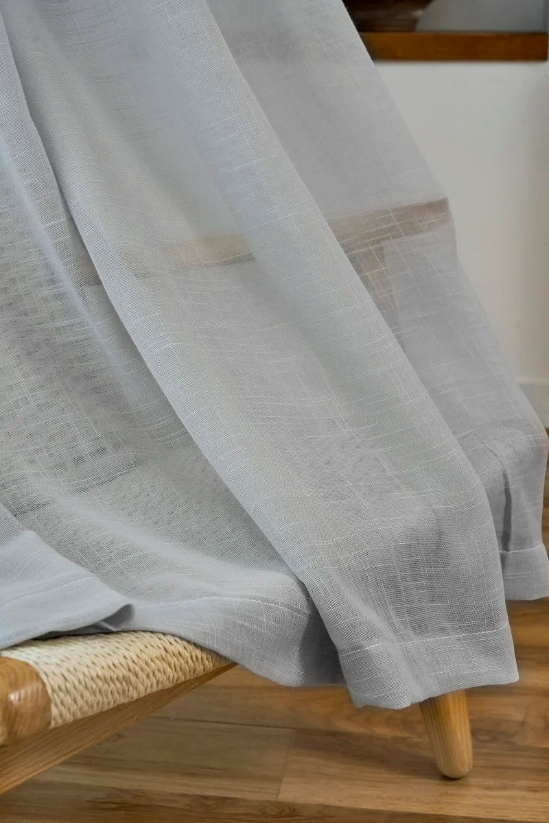 Rideau voilage gris clair effet lin style japonais pour salon et chambre