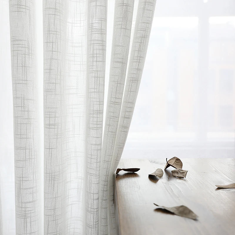 Rideau voilage coton lin style japonais pour salon et chambre