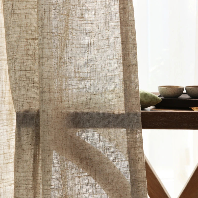 Rideau voilage coton lin style japonais pour salon et chambre