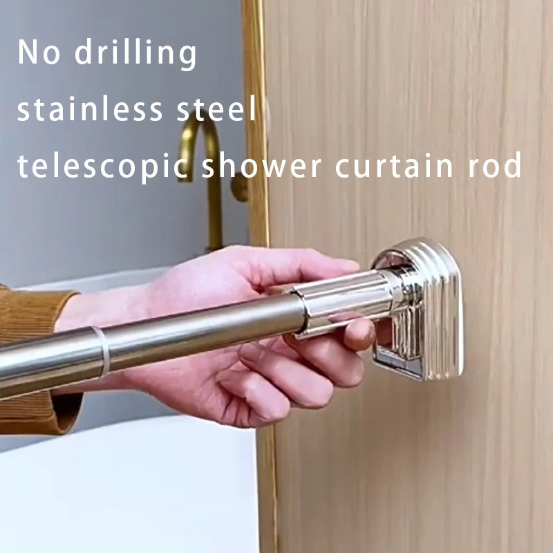 Tringle télescopique sans perçage en acier inoxydable extensible pour rideau et douche