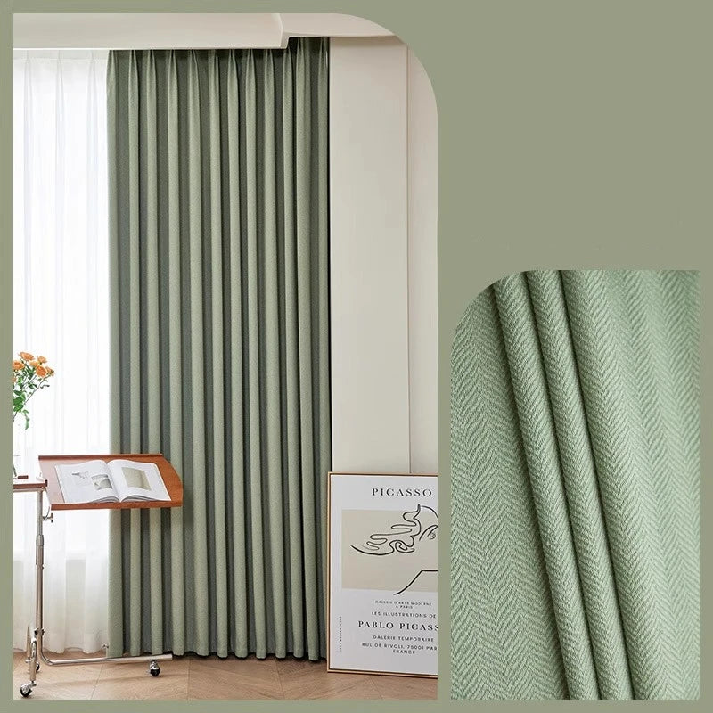 Rideau occultant chenille chevron épais pour salon et chambre