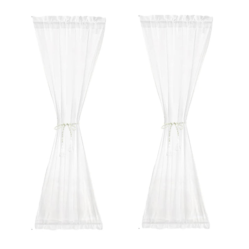 Voile de Porte Blanc Transparent avec Œillets, hauteur moins de 160 cm
