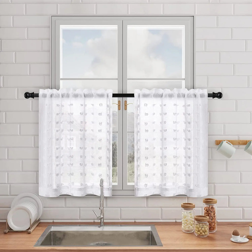 Rideau de Tulle Blanc pour Fenêtre, hauteur moins de 160 cm