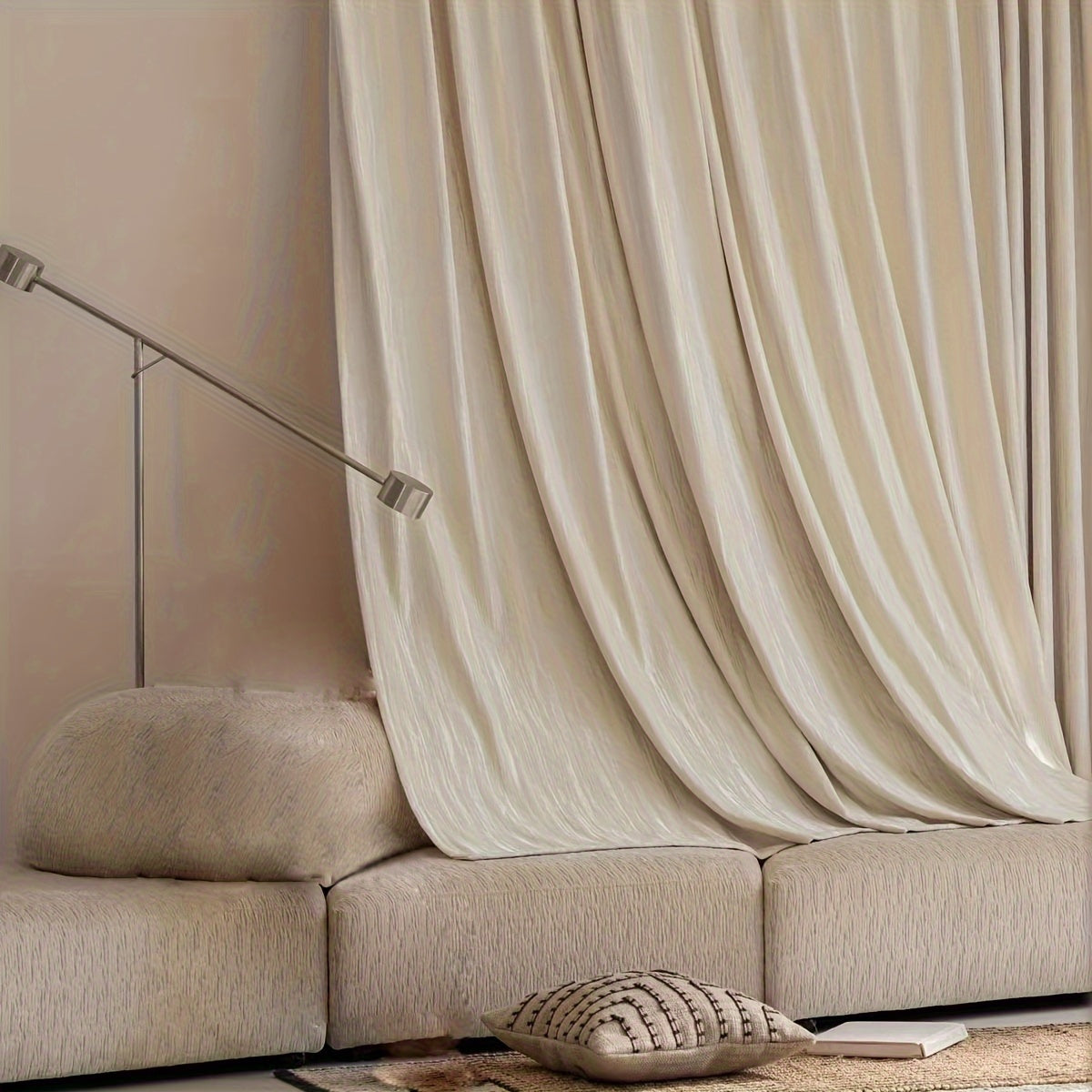 Rideau occultant jacquard chenille beige style français pour salon