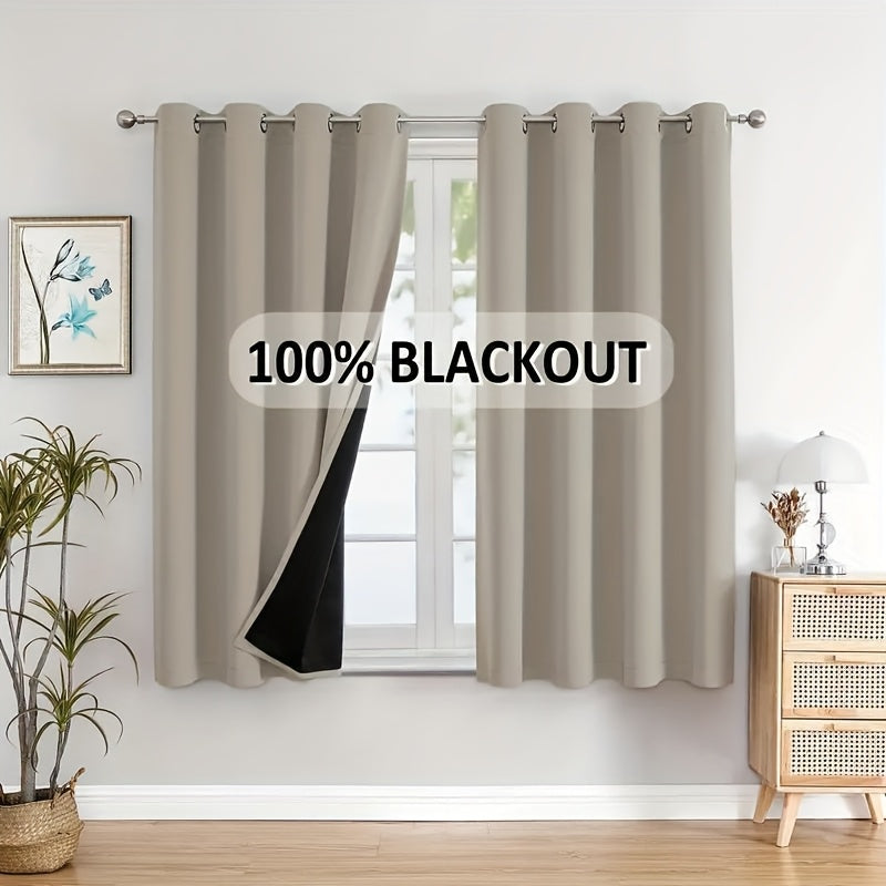 Rideaux occultants 100 % blackout à œillets, beige