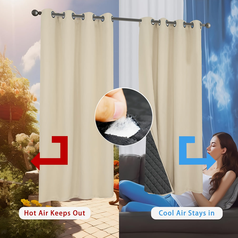 Rideaux occultants thermiques matelassés double couche – 2 panneaux