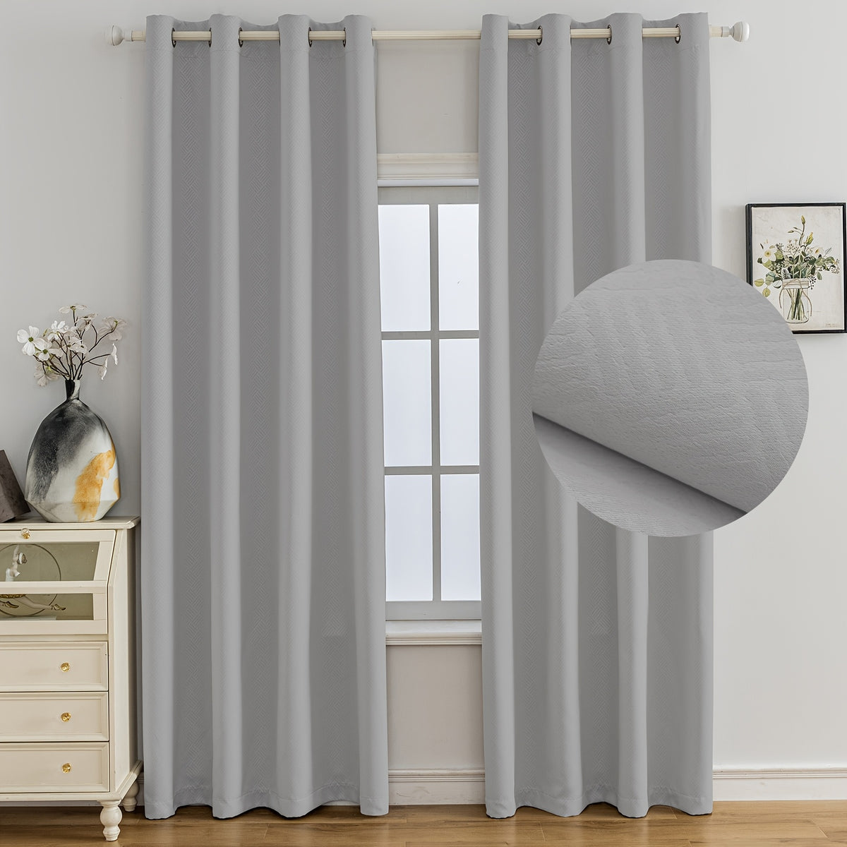 Rideaux occultants géométriques isolants à œillets, largeur 100 à 139 cm