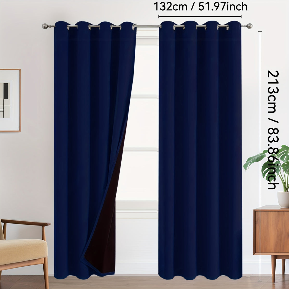 Rideaux occultants 100 % blackout à œillets – lot de 2 panneaux pour chambre et salon