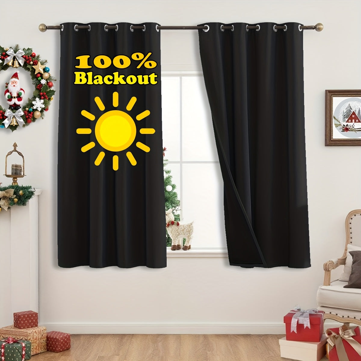 Rideaux occultants thermiques 100 % blackout à œillets – lot de 2 panneaux