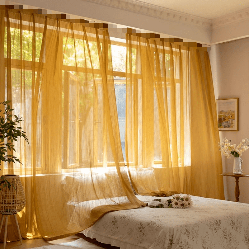 Rideau voilage orange effet coucher de soleil tamisant zen, largeur 100 à 139 cm